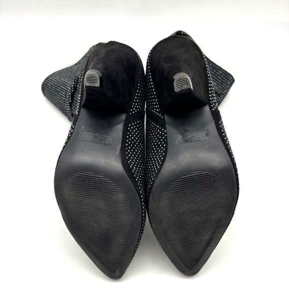 Vintage Y2K Report 'CASI' Black Faux Suede Rhinestone Block Heel Slouchy Boots 6 - Picture 14 of 15